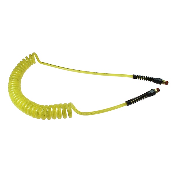 Flexeel Coil 1/4"IDx20 ' 1/4" MPT Swivel Transparent YellowPUE14-20B-TY